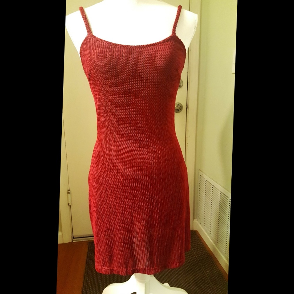 Mark Wong Nark Slinky Sexy Knit Dress Ruby Red